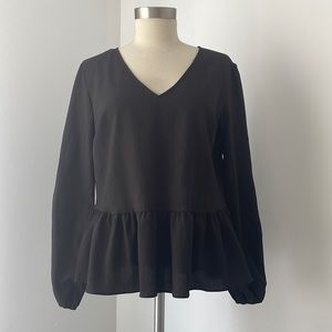 Nine West Long Sleeve Peplum Blouse Sz S